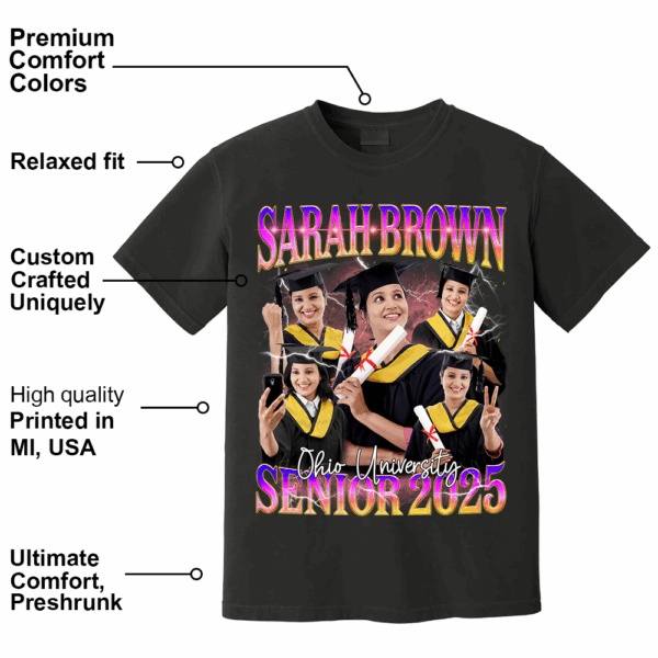 Custom Bootleg Rap Tee, Custom Photo Graduation Shirt, Vintage Graphic 90s Senior 2025 Shirt - Image 4
