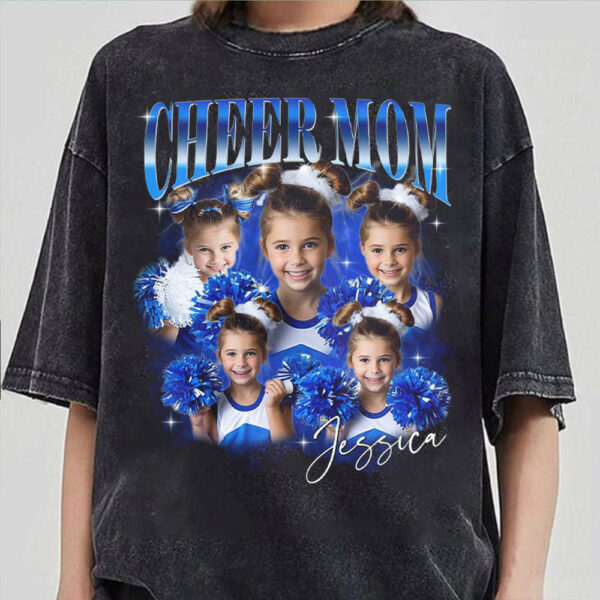 Custom Cheer Mom Bootleg Shirt 90s Vintage Bootleg Custom Face Personalized T Shirt - Personalized Photo Cheer Mama GameDay Cheer Leading Your Own Pictures - Image 2