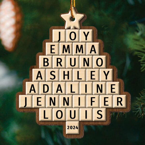 Custom Crossword Puzzle Family Christmas Tree Ornament - Image 5