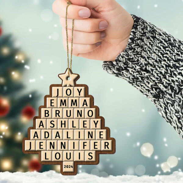 Custom Crossword Puzzle Family Christmas Tree Ornament - Image 6