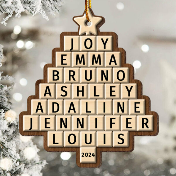 Custom Crossword Puzzle Family Christmas Tree Ornament - Image 3