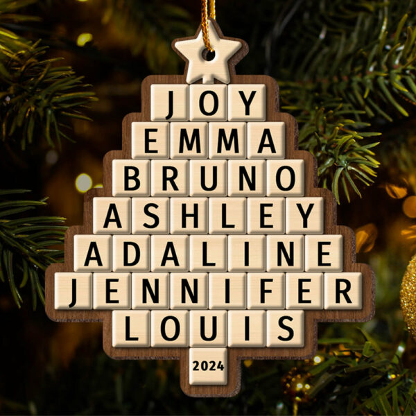 Custom Crossword Puzzle Family Christmas Tree Ornament - Image 4