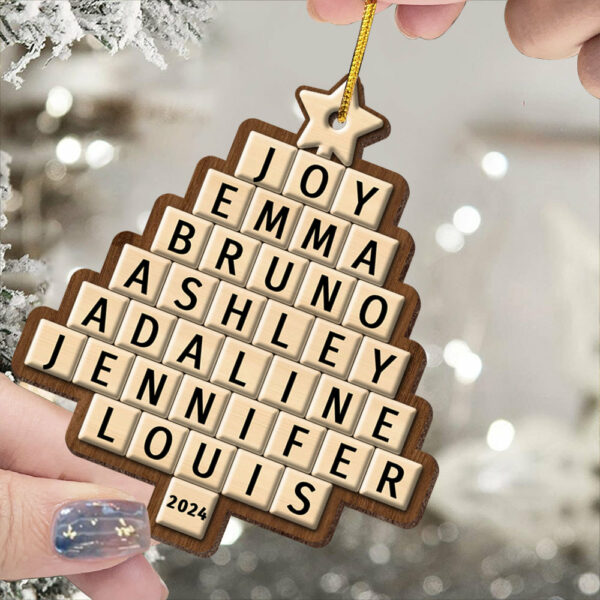 Custom Crossword Puzzle Family Christmas Tree Ornament - Image 7