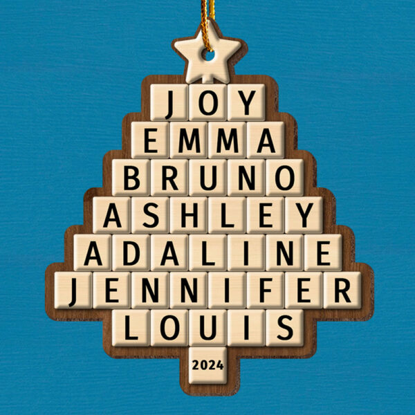 Custom Crossword Puzzle Family Christmas Tree Ornament - Image 2