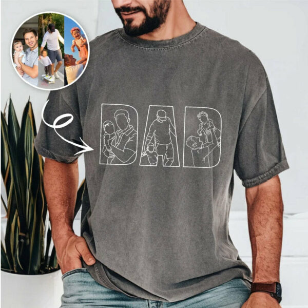 Custom Dad Shirt Portrait From Photo, Personalized Dad Photo Outline Shirt, Custom Photo Shirt For Dad, Father's Day Shirts, Papa Shirt