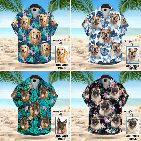 Custom Dog Cat Face Leaves & Flowers Custom Hawaiian Shirt With Multiple Faces - Image 2