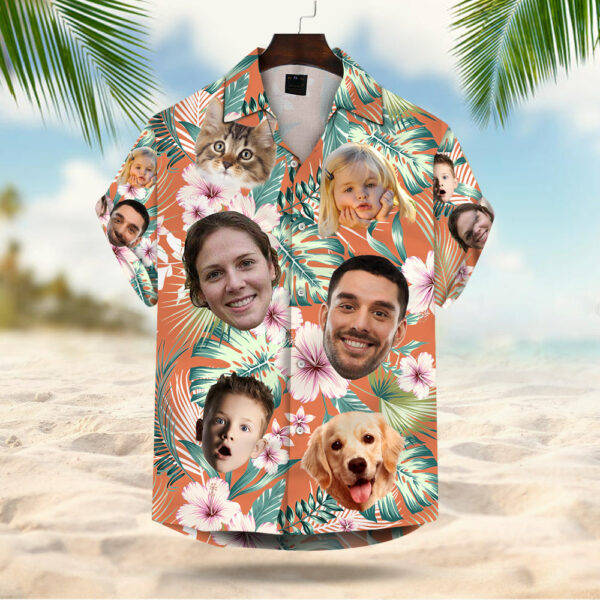 Custom Dog Cat Face Leaves & Flowers Custom Hawaiian Shirt With Multiple Faces - Image 3