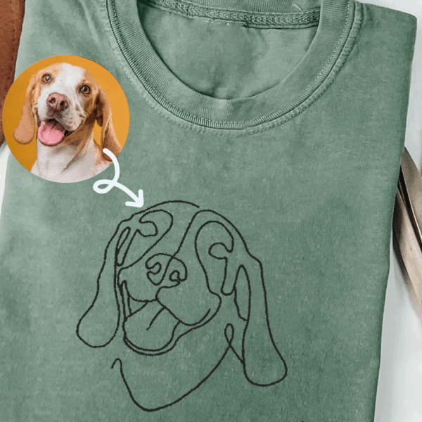 Custom Dog Shirt, Pet Outline Embroidered Sweatshirt, Dog Mom Line Art Sweatshirt, Custom Dog Sweatshirt, Personalized Dog Gift - Image 3
