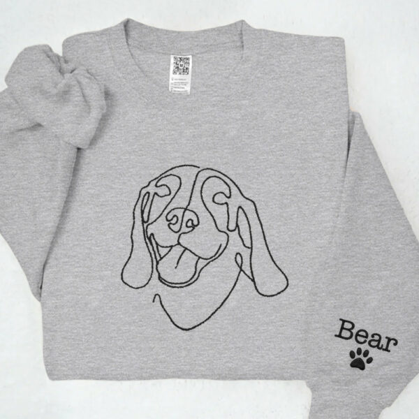Custom Dog Shirt, Pet Outline Embroidered Sweatshirt, Dog Mom Line Art Sweatshirt, Custom Dog Sweatshirt, Personalized Dog Gift - Image 8