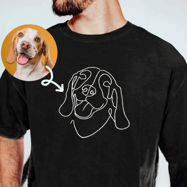 Custom Dog Shirt, Pet Outline Embroidered Sweatshirt, Dog Mom Line Art Sweatshirt, Custom Dog Sweatshirt, Personalized Dog Gift
