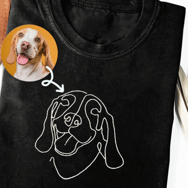 Custom Dog Shirt, Pet Outline Embroidered Sweatshirt, Dog Mom Line Art Sweatshirt, Custom Dog Sweatshirt, Personalized Dog Gift - Image 2