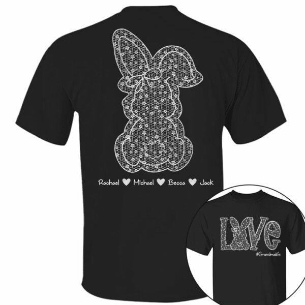 Custom Easter Bunny Bow T-Shirt, Personalized Gift For Grandma & Kids - Image 2