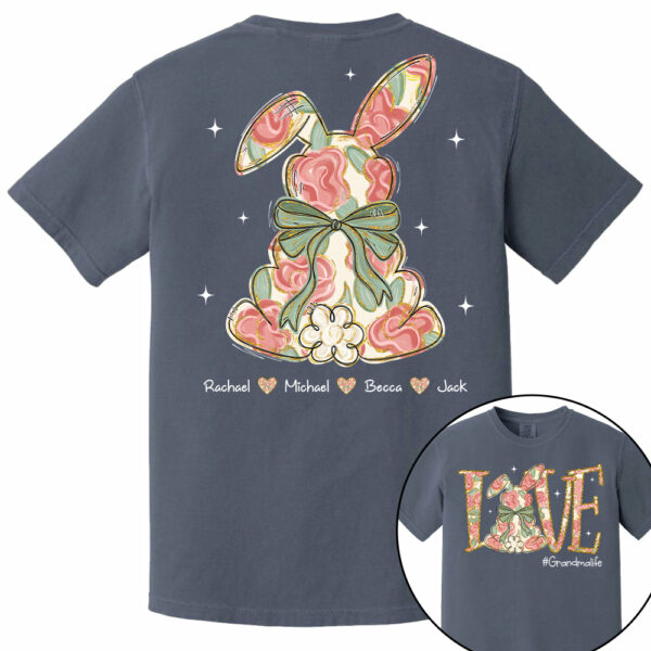 Custom Easter Bunny Bow T-Shirt, Personalized Gift For Grandma & Kids T1807 - Image 9
