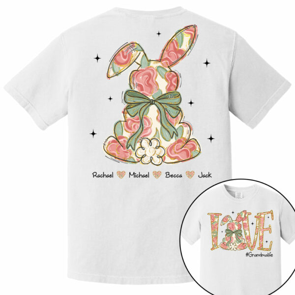 Custom Easter Bunny Bow T-Shirt, Personalized Gift For Grandma & Kids T1807 - Image 8