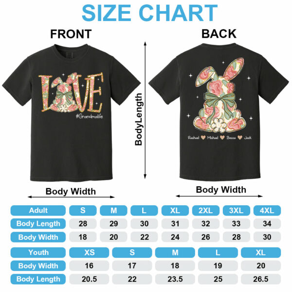 Custom Easter Bunny Bow T-Shirt, Personalized Gift For Grandma & Kids T1807 - Image 15