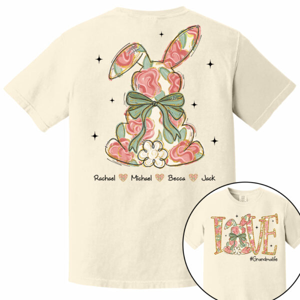 Custom Easter Bunny Bow T-Shirt, Personalized Gift For Grandma & Kids T1807 - Image 7