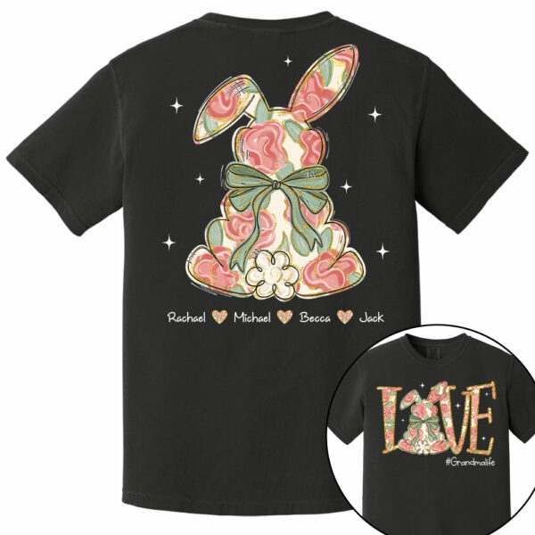 Custom Easter Bunny Bow T-Shirt, Personalized Gift For Grandma & Kids T1807 - Image 12