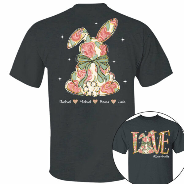 Custom Easter Bunny Bow T-Shirt, Personalized Gift For Grandma & Kids T1807 - Image 6
