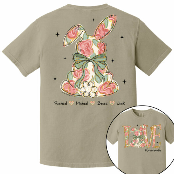 Custom Easter Bunny Bow T-Shirt, Personalized Gift For Grandma & Kids T1807 - Image 10