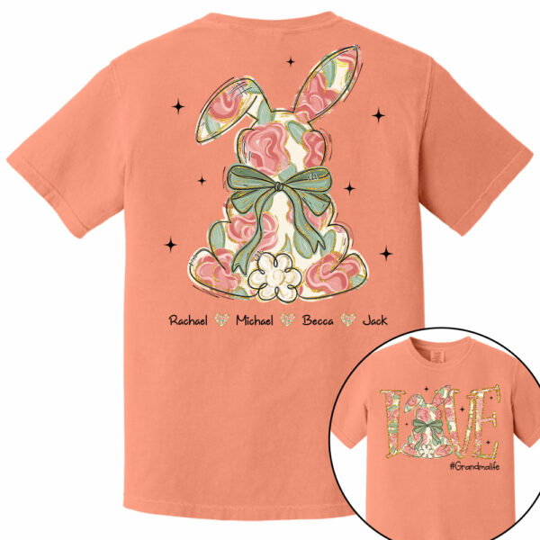 Custom Easter Bunny Bow T-Shirt, Personalized Gift For Grandma & Kids T1807 - Image 13