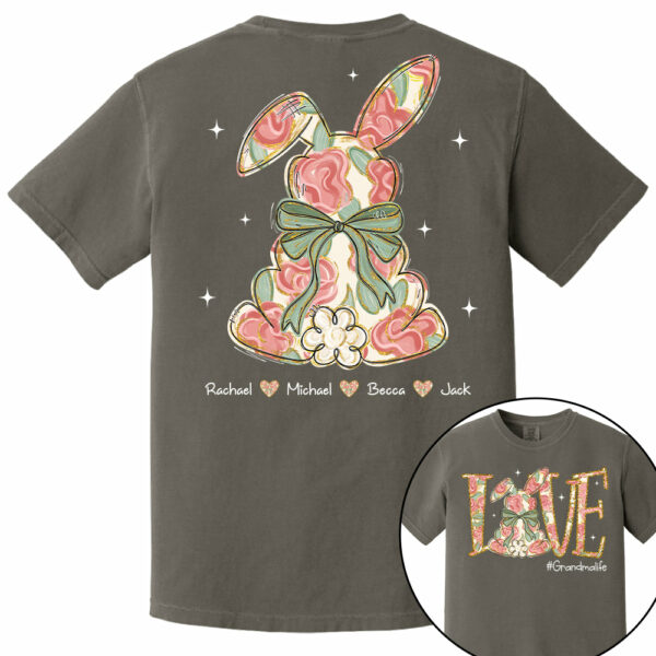 Custom Easter Bunny Bow T-Shirt, Personalized Gift For Grandma & Kids T1807 - Image 11