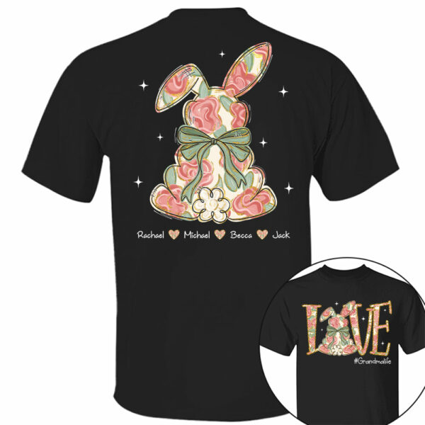 Custom Easter Bunny Bow T-Shirt, Personalized Gift For Grandma & Kids T1807 - Image 5