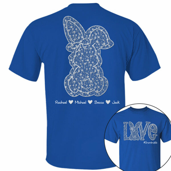 Custom Easter Bunny Bow T-Shirt, Personalized Gift For Grandma & Kids - Image 5