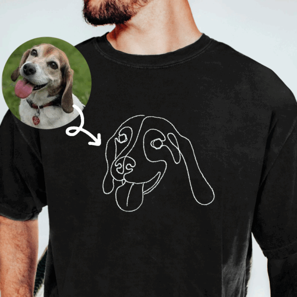 Custom Embroidered Dog Hoodie,Personalised one-line Pet Sweatshirt,Dog Mom Sweater,Unisex Embroidered Hoodie,Custom Gifts For Dog Lovers