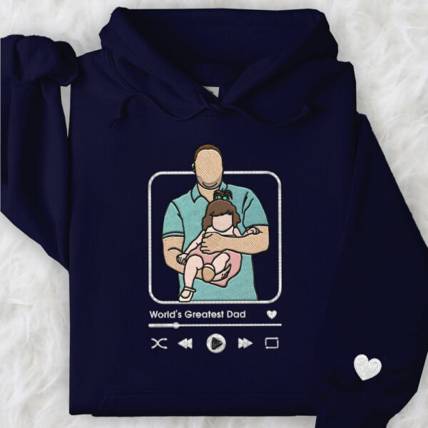 Custom Embroidered Family Portrait Shirt - Father's Day Gift - Personalized Dad Shirt - Embroidered Photo Shirt - Image 7