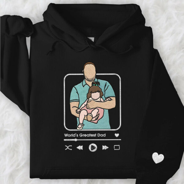 Custom Embroidered Family Portrait Shirt - Father's Day Gift - Personalized Dad Shirt - Embroidered Photo Shirt - Image 5