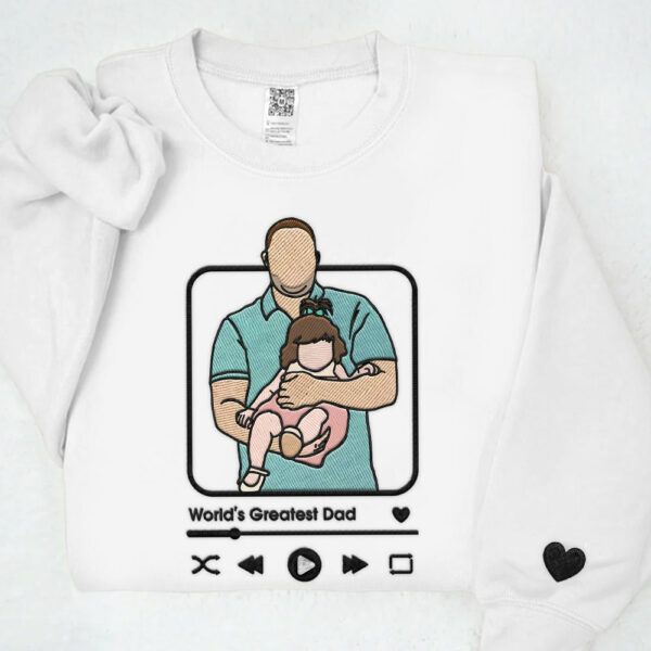 Custom Embroidered Family Portrait Shirt - Father's Day Gift - Personalized Dad Shirt - Embroidered Photo Shirt - Image 8