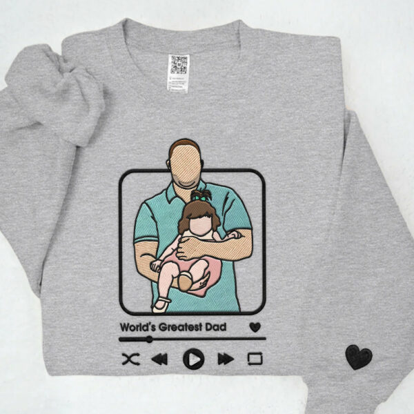 Custom Embroidered Family Portrait Shirt - Father's Day Gift - Personalized Dad Shirt - Embroidered Photo Shirt - Image 9