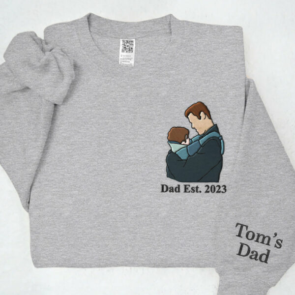 Custom Embroidered Portrait Photo Shirt Father and Son - Image 9