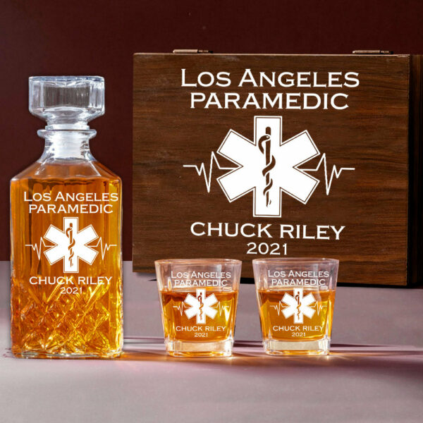 Custom EMS EMT Firefighter Decanter Set Custom Whiskey Decanter Set Paramedic Gift H2511 - Image 6