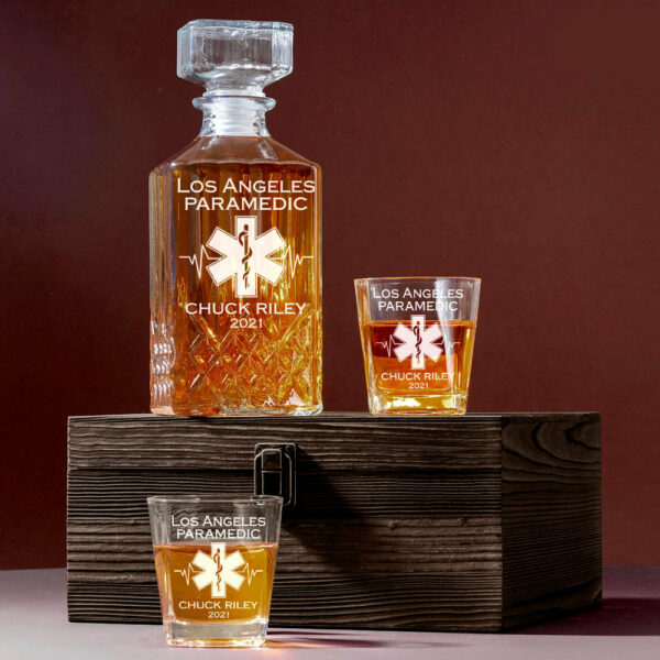 Custom EMS EMT Firefighter Decanter Set Custom Whiskey Decanter Set Paramedic Gift H2511 - Image 5