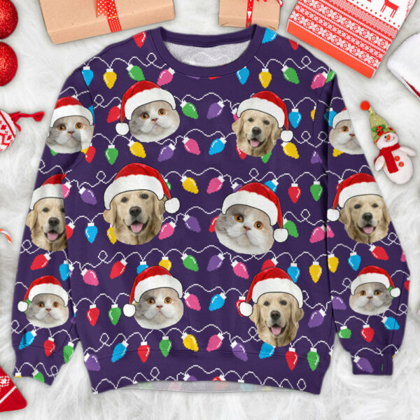 Custom Face Christmas Dog, Pet Silly Xmas Leds - Personalized Photo All Over Print Shirt - Image 5