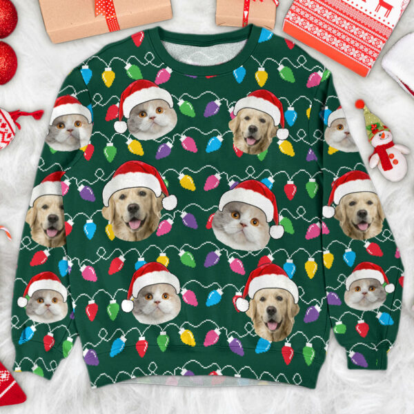 Custom Face Christmas Dog, Pet Silly Xmas Leds - Personalized Photo All Over Print Shirt - Image 3
