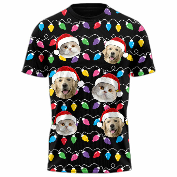 Custom Face Christmas Dog, Pet Silly Xmas Leds - Personalized Photo All Over Print Shirt - Image 8