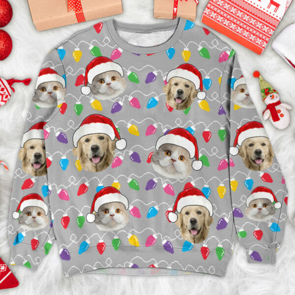 Custom Face Christmas Dog, Pet Silly Xmas Leds - Personalized Photo All Over Print Shirt - Image 7
