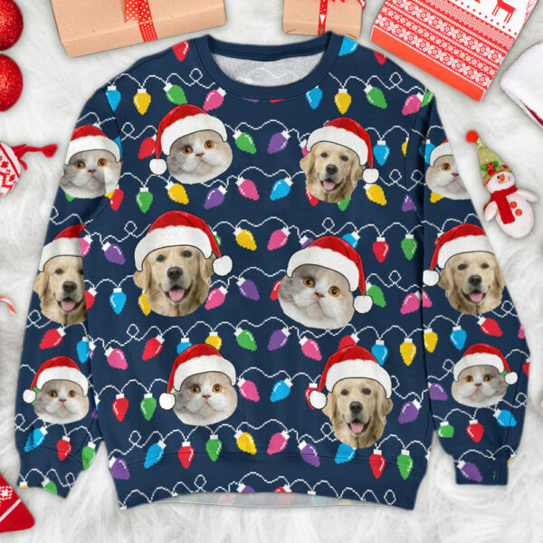 Custom Face Christmas Dog, Pet Silly Xmas Leds - Personalized Photo All Over Print Shirt - Image 4