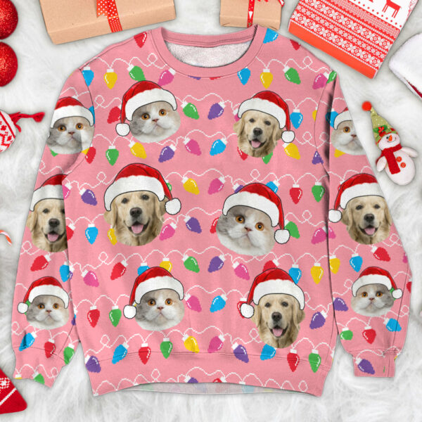 Custom Face Christmas Dog, Pet Silly Xmas Leds - Personalized Photo All Over Print Shirt - Image 6