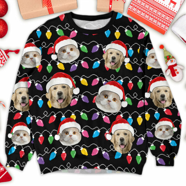 Custom Face Christmas Dog, Pet Silly Xmas Leds - Personalized Photo All Over Print Shirt