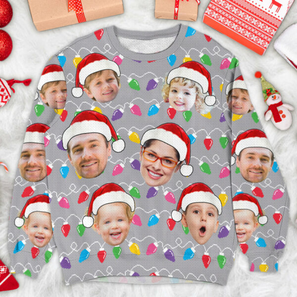 Custom Face Christmas Family Silly Xmas Leds - Personalized Photo All Over Print Shirt - Image 6