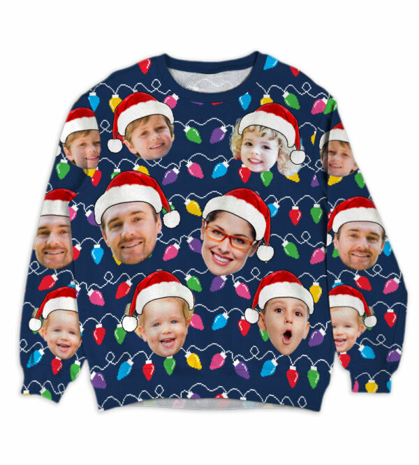 Custom Face Christmas Family Silly Xmas Leds - Personalized Photo All Over Print Shirt - Image 7