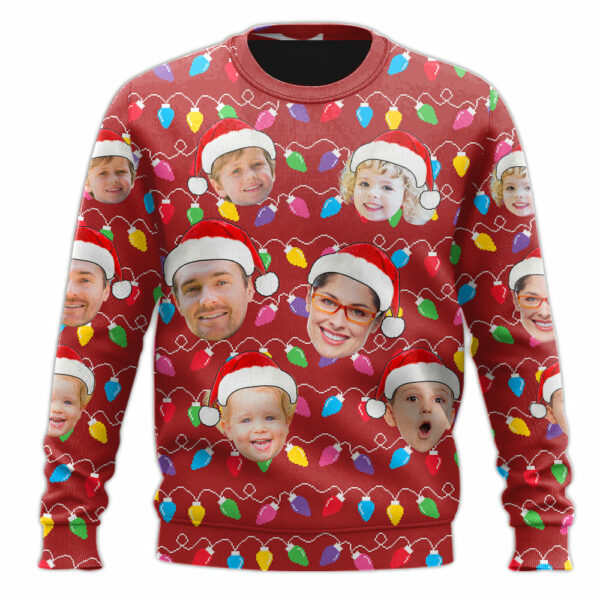 Custom Face Christmas Family Silly Xmas Leds - Personalized Photo All Over Print Shirt - Image 4