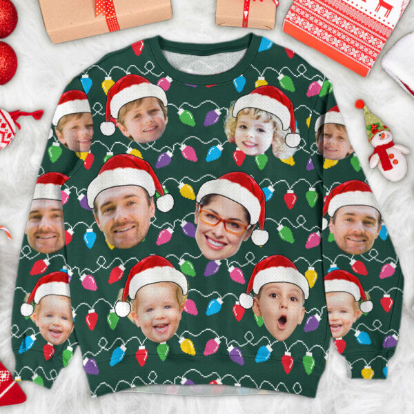 Custom Face Christmas Family Silly Xmas Leds - Personalized Photo All Over Print Shirt - Image 5
