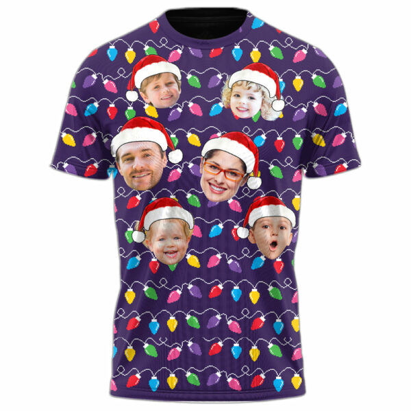 Custom Face Christmas Family Silly Xmas Leds - Personalized Photo All Over Print Shirt - Image 2