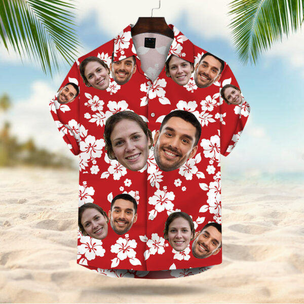 Custom Face Leaves & Flowers Pattern Custom Hawaiian Shirt With Multiple Faces - Image 3