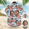 Custom Face Leaves & Flowers Pattern Hawaiian Shirt For Men For Her Gift For Family