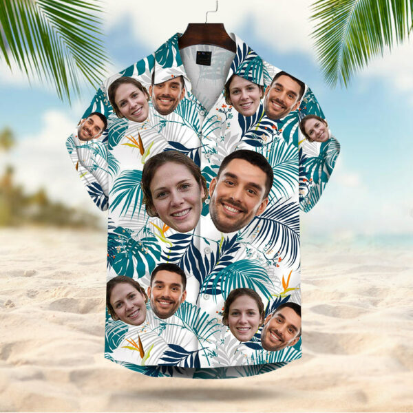 Custom Face Leaves & Flowers Pattern Hawaiian Shirt For Men For Her Gift For Valentineâ€™s Day - Image 3